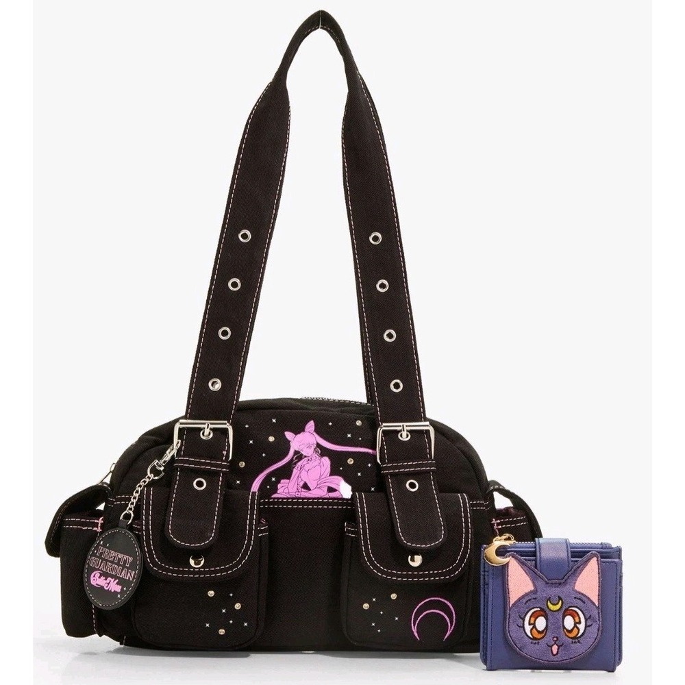 NEW Pretty Guardian Sailor Moon Black Lady Shoulder Bag AND WALLET Luna Wallet